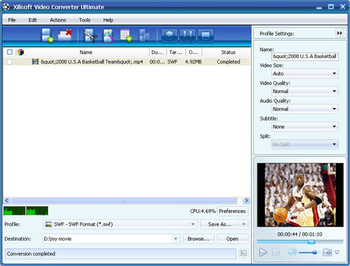 Convert MP4 to SWF, MP4 to SWF converter, video converter