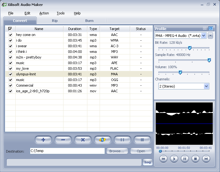 Screenshot of Xilisoft Audio Maker 3.0.12.1122