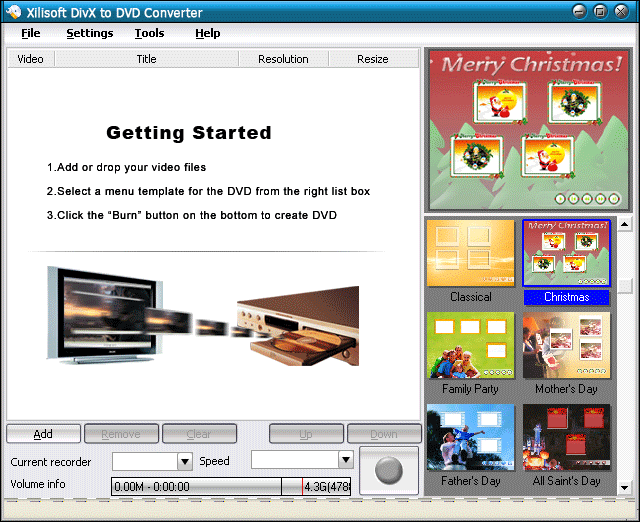 Screenshot of Xilisoft DivX to DVD Converter