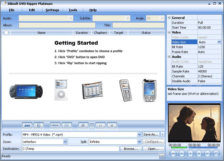 Screenshot of Xilisoft DVD Ripper Platinum