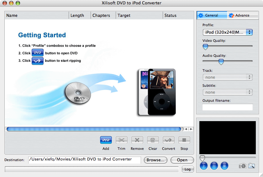 Convert DVD to iPod Video MPEG-4 for Mac.