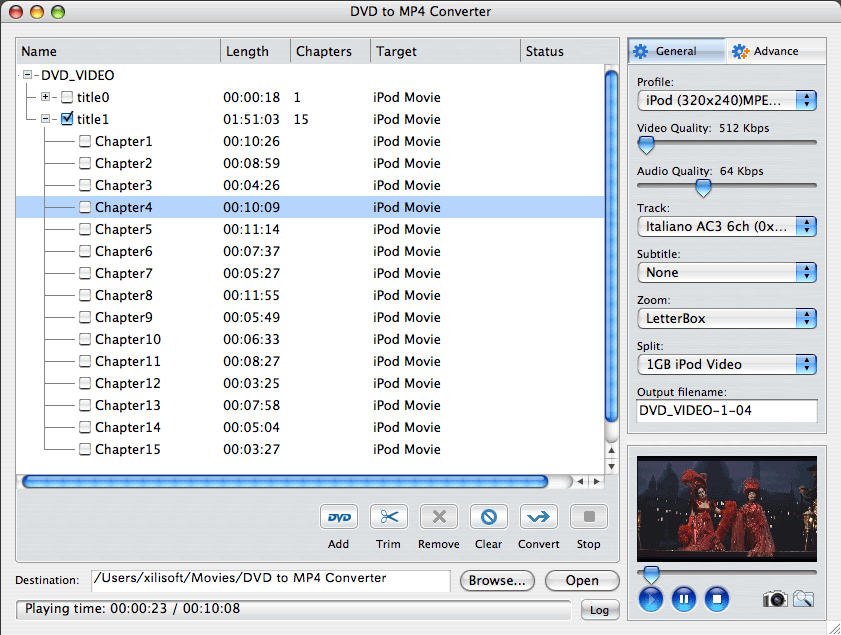 It converts DVD to MP4 video format for Mac.