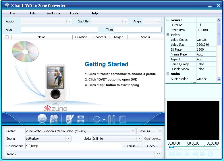 Xilisoft DVD to Zune Converter 5.0.32.0321