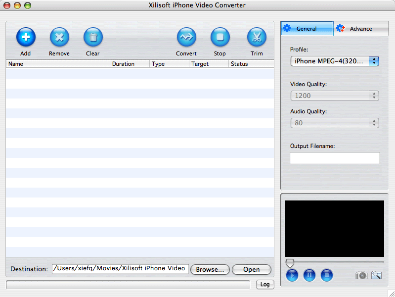 Screenshot of Xilisoft iPhone Video Converter for Mac