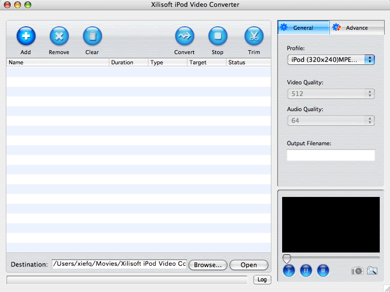 Convert video formats to iPod Video for Mac.