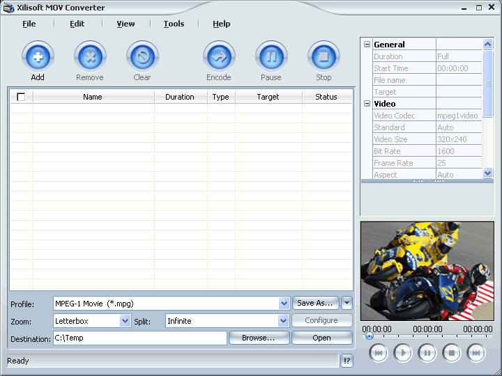 Screenshot of Xilisoft MOV Converter 3.1.7.0616b