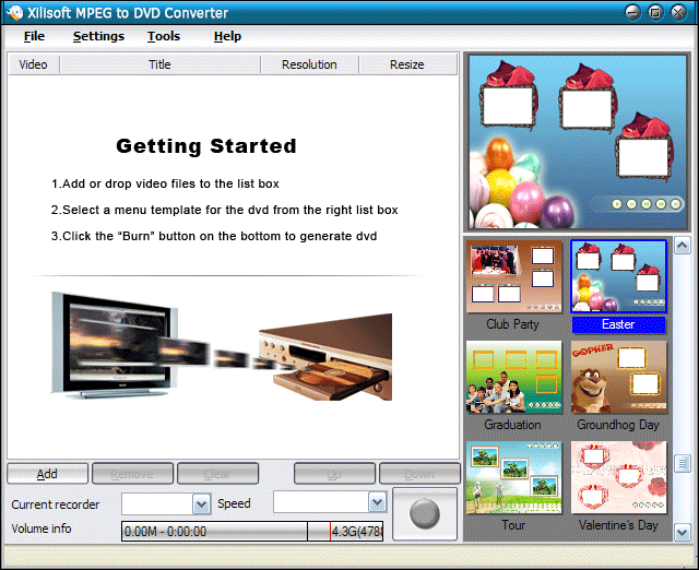Screenshot of Xilisoft MPEG to DVD Converter
