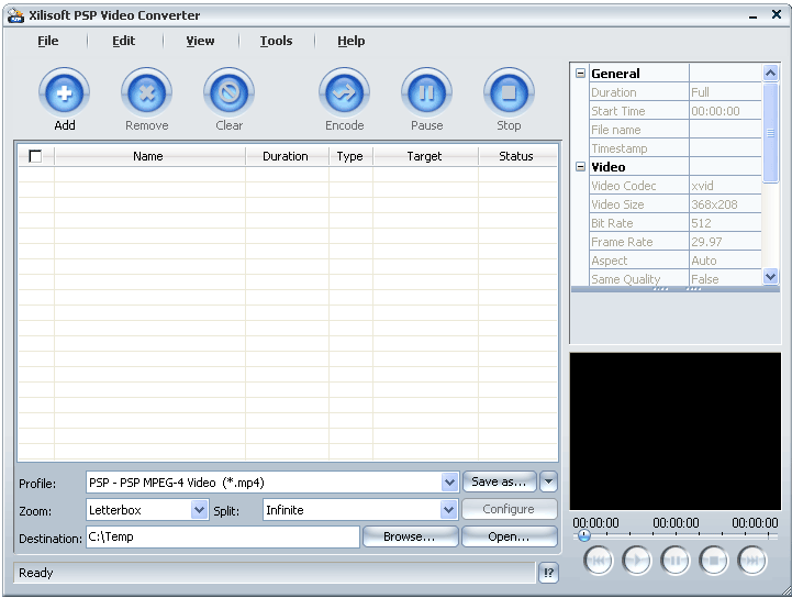 Convert video to Sony PSP movie with ease.