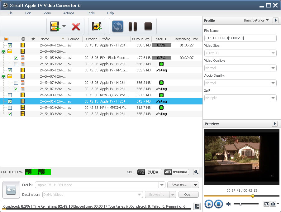 Click to view Xilisoft Apple TV Video Converter 6.6.0.0623 screenshot