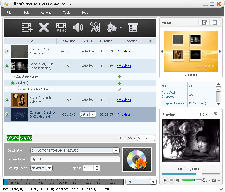 Xilisoft AVI to DVD Converter screenshot