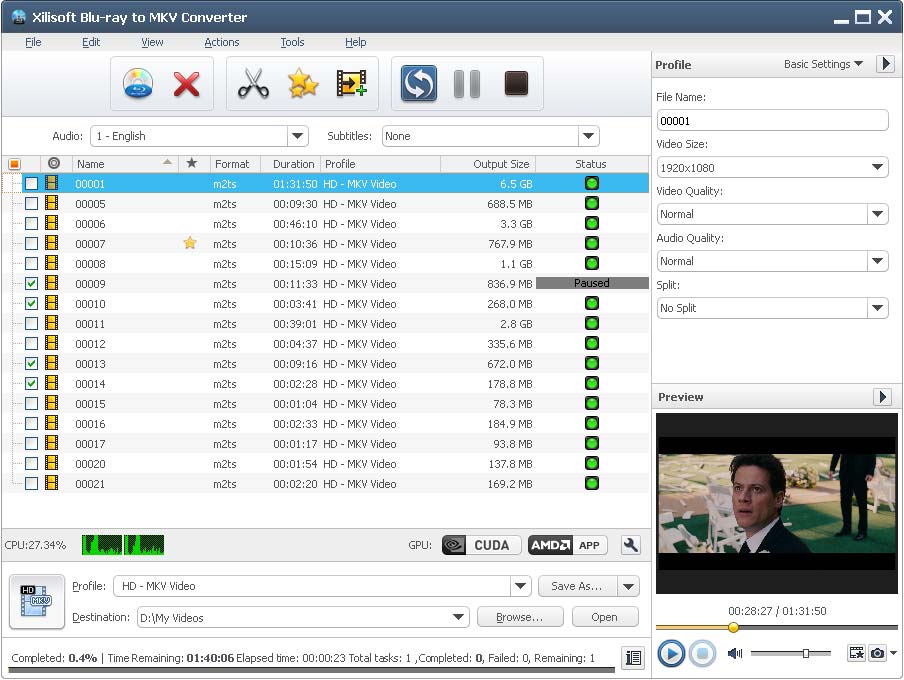 Xilisoft Blu-ray to MKV Converter screenshot