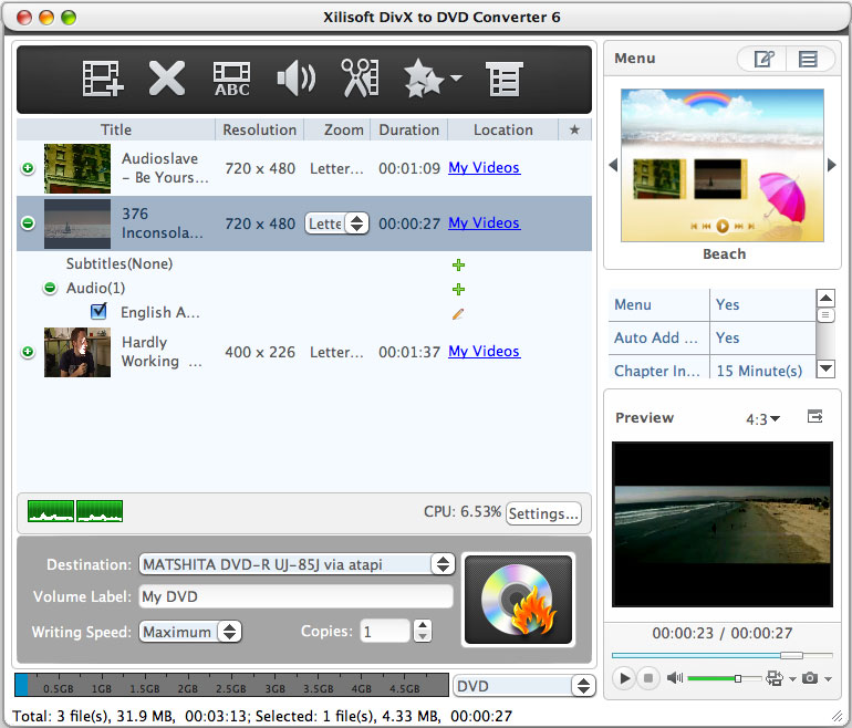 Xilisoft DivX to DVD Converter for Mac 6.2.1.0318 full