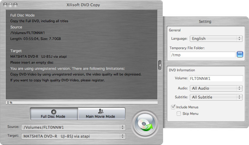Xilisoft Copiar DVD Mac