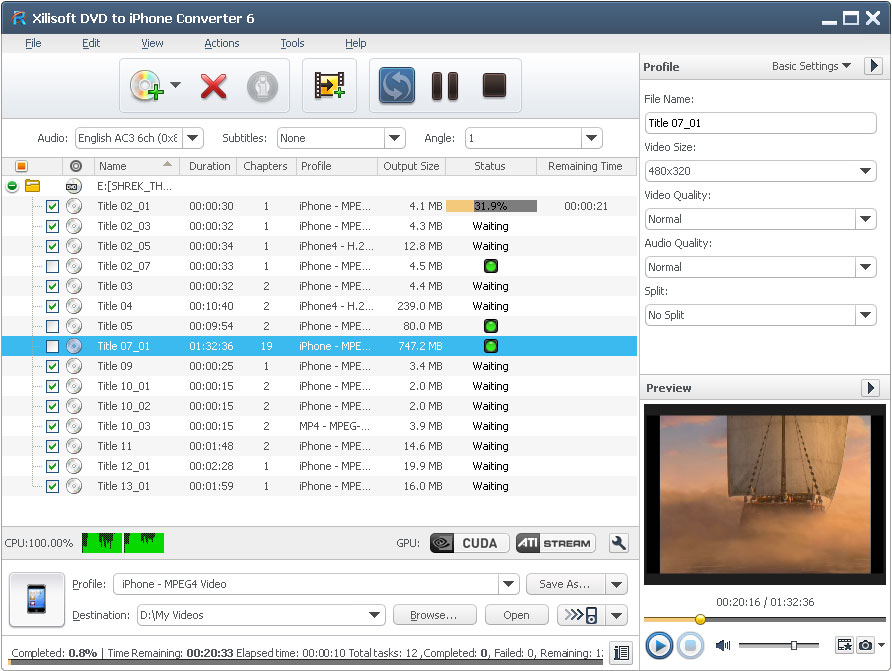 Click to view Xilisoft DVD to iPhone Suite 6.5.3.0310 screenshot