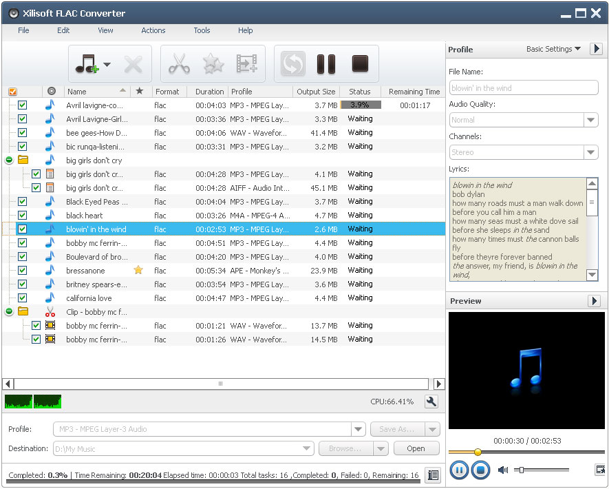 Click to view Xilisoft FLAC Converter 6.3.0.0805 screenshot