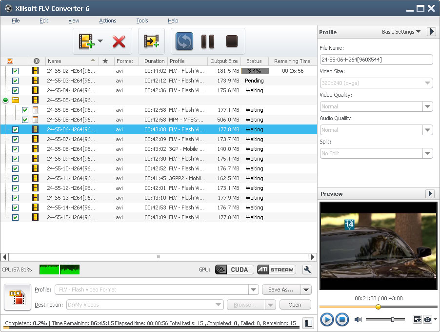 Click to view Xilisoft FLV Converter 6.6.0.0623 screenshot