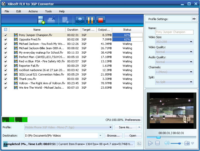 Xilisoft FLV to 3GP Converter