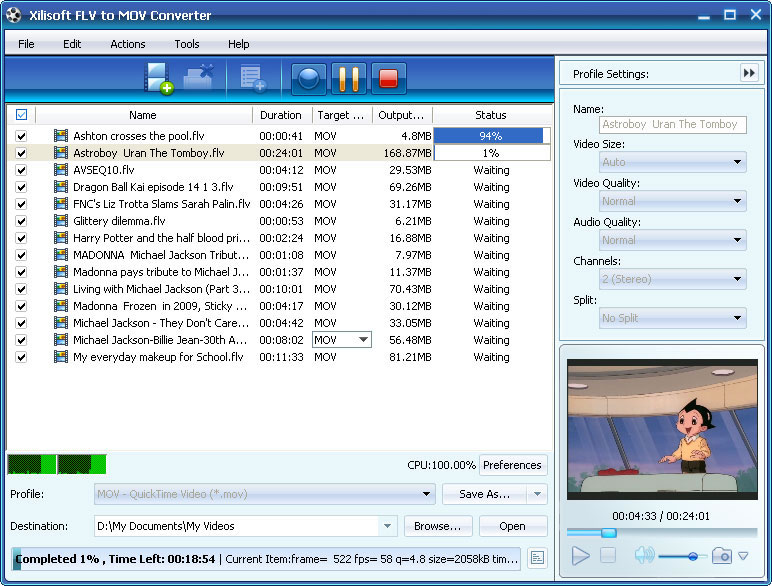 Xilisoft FLV to MOV Converter