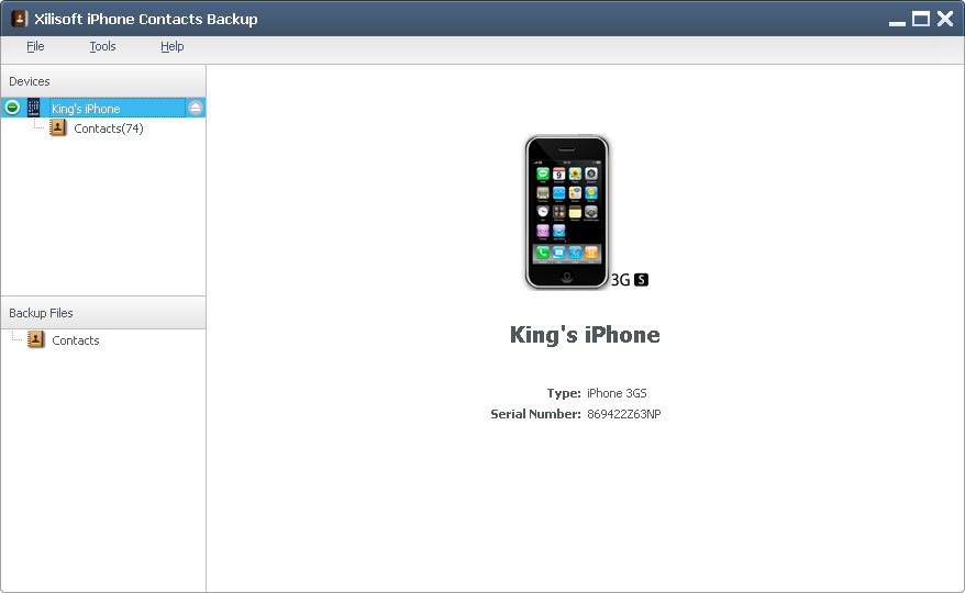 Xilisoft iPhone Contacts Backup screenshot