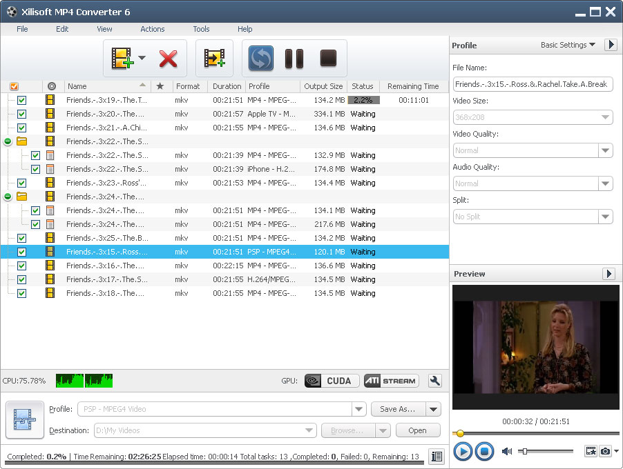 It can convert AVI, MPEG, DivX, MOV, RM, WMV, 3GP, VOB,VCD, DV  to MP4.