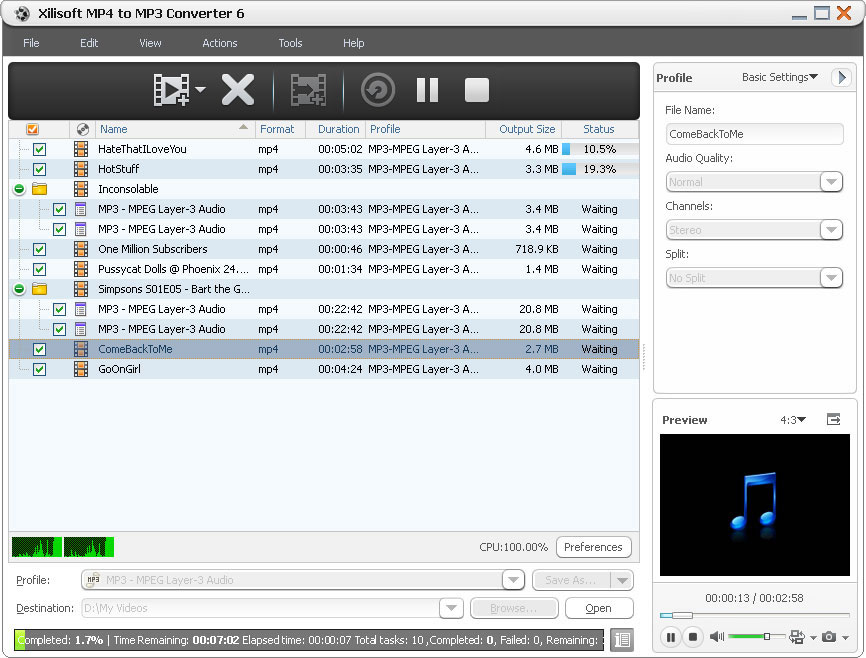 Xilisoft MP4 to MP3 Converter screenshot Xilisoft MP4 to MP3 Converter screenshot