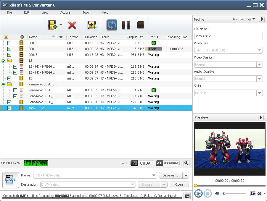 Xilisoft MTS Converter screenshot
