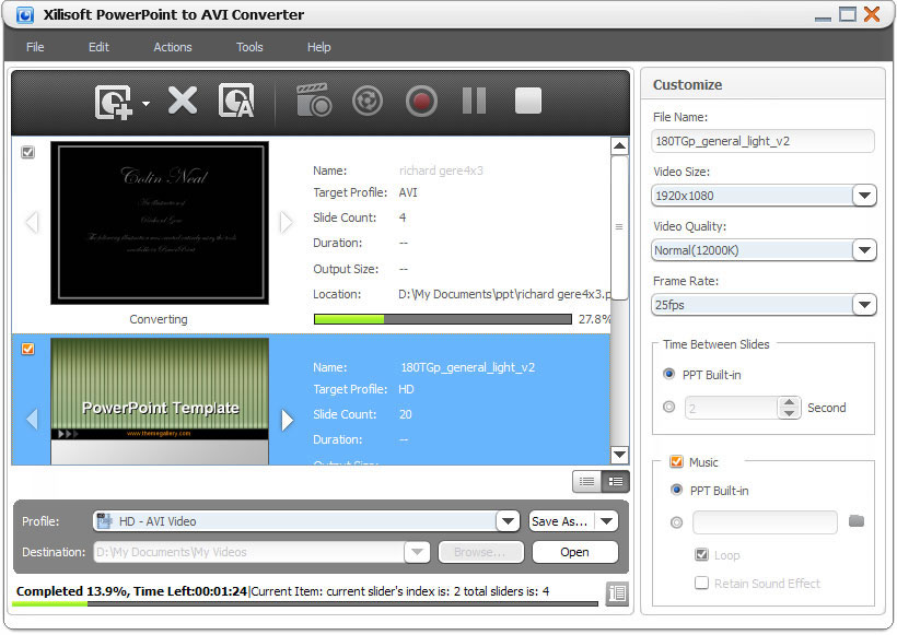 Xilisoft PowerPoint to AVI Converter screenshot