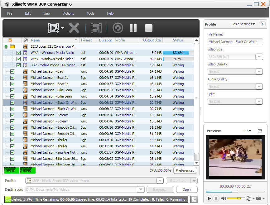 Xilisoft WMV 3GP Converter screenshot Xilisoft WMV 3GP Converter screenshot