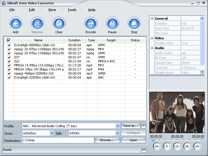 Screenshot of Xilisoft Zune Video Converter