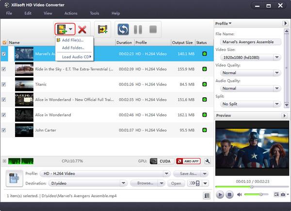 Convert AVCHD video to SD, HD video converter
