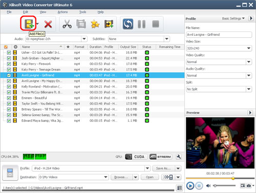 Xilisoft Video Converter Ultimate converting interface